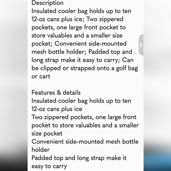 NWT PGA Tour Unisex 10 Can Insulated Golf Cooler Bag Black One Size - Picture 4 of 4